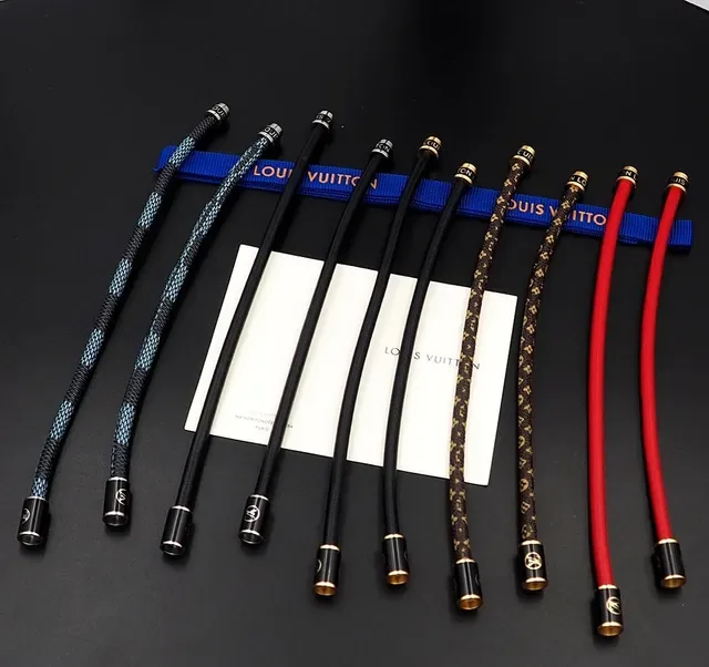 Louis Vuitton Black Blue Braided Textile Cord Multi-Tone Bracelet 7