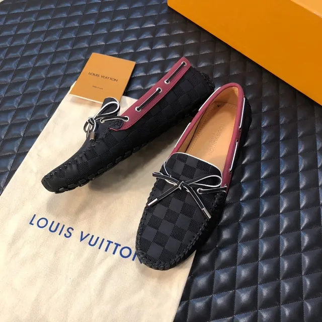 路易威登 黑色 酒红色 Damier 石墨 格子帆布 前蝴蝶结 乐福鞋 5