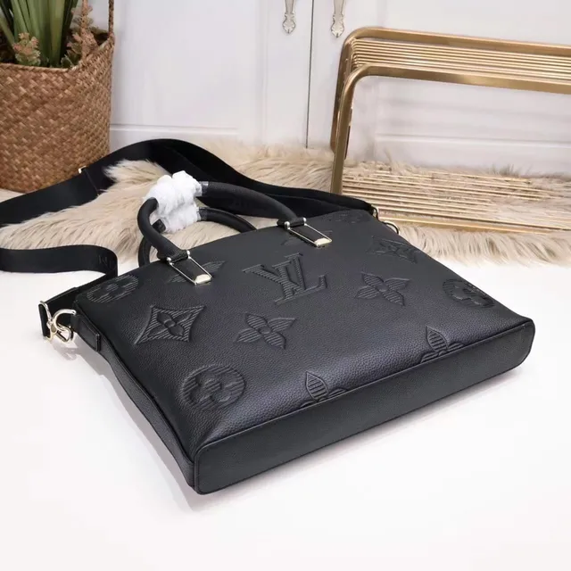 Louis Vuitton काला एम्बॉस्ड मोनोग्राम चमड़े की संरचित आयताकार सिल्हूट बॉस्टन बैग 4