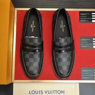 Louis Vuitton কালো ধূসর Damier Graphite ক্যানভাস চামড়ার ফিতা লোফার