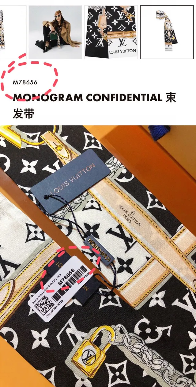Louis Vuitton Preto e Branco Motivo de Corrente Impresão Monograma Cachecol de Seda 4