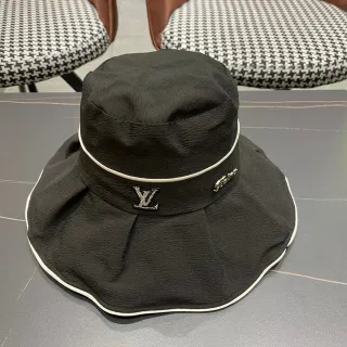 Louis Vuitton Black White Pleated Wide Brim Structured Crown Bucket Hat