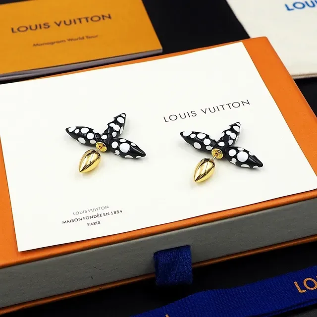 Louis Vuitton Black White Spiked Enamel Polka-Dot Earrings 2