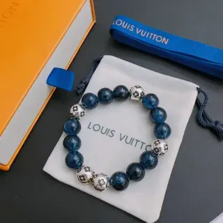Pulsera Louis Vuitton azul y plata con cuentas florales