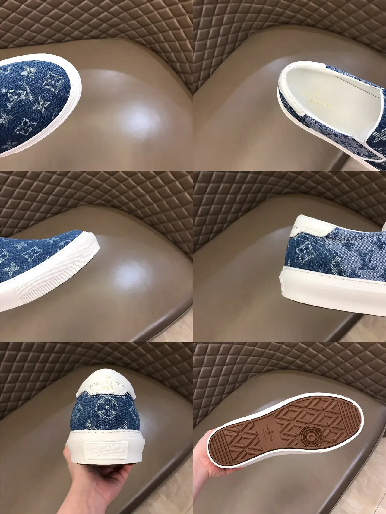 Louis Vuitton Blue White Monogrammed Denim Slip-On Lifestyle Sneakers 2