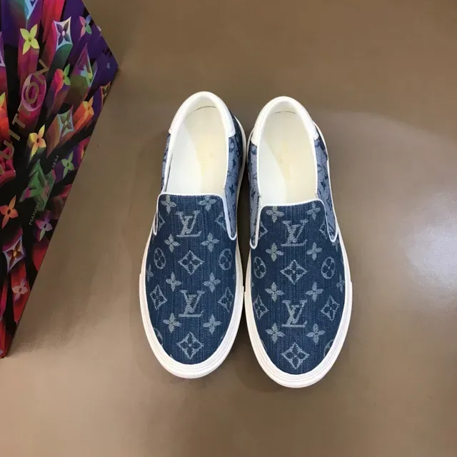 Louis Vuitton Blue White Monogrammed Denim Slip-On Lifestyle Sneakers 9