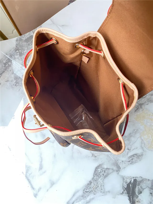 حقيبة ظهر صغيرة Louis Vuitton قماش مونوغرام بني بيج مع إغلاق سحب 2