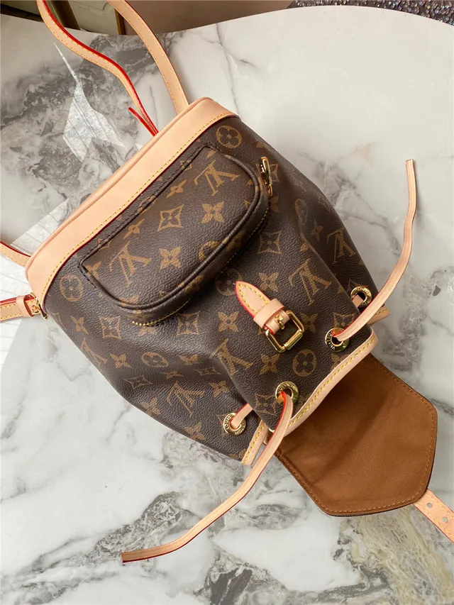 حقيبة ظهر صغيرة Louis Vuitton قماش مونوغرام بني بيج مع إغلاق سحب 3