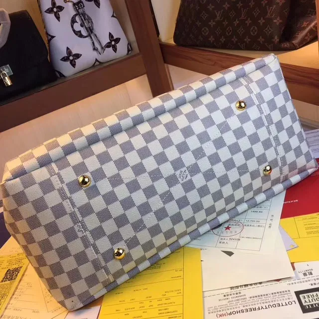 Louis Vuitton Brown Beige Monogram Canvas Rolled Leather Handle Handbag 3