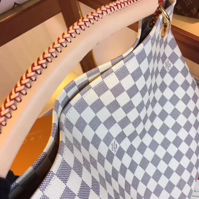 Louis Vuitton Brown Beige Monogram Canvas Rolled Leather Handle Handbag 4