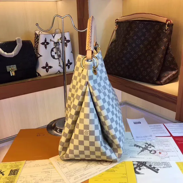 Louis Vuitton Brown Beige Monogram Canvas Rolled Leather Handle Handbag 6