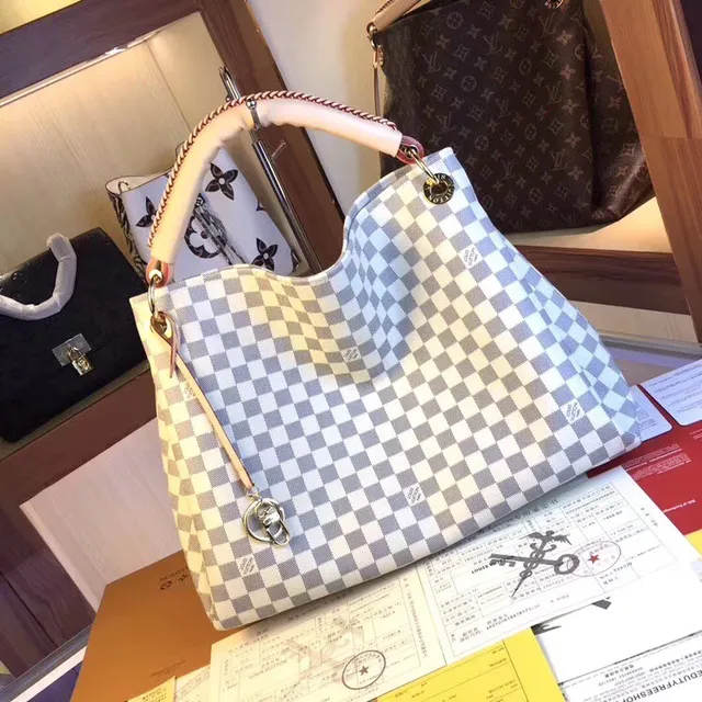 Louis Vuitton Brown Beige Monogram Canvas Rolled Leather Handle Handbag 7