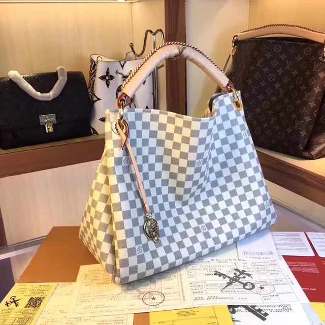 Louis Vuitton Brown Beige Monogram Canvas Rolled Leather Handle Handbag 8