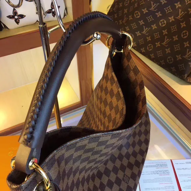 Louis Vuitton Brown Beige Monogram Canvas Rolled Leather Handle Handbag 12
