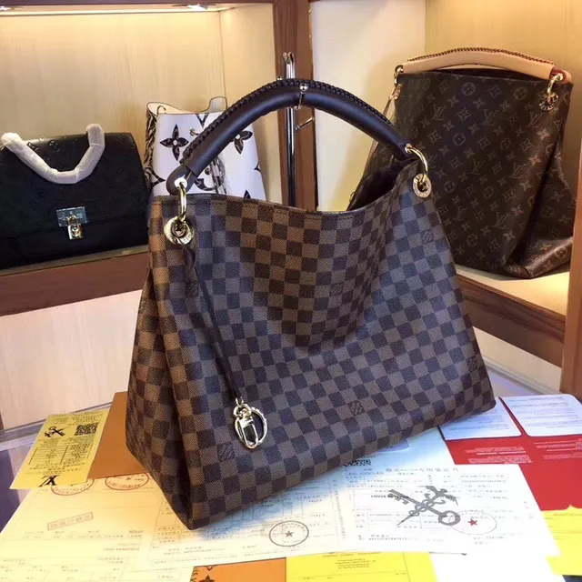 Louis Vuitton Brown Beige Monogram Canvas Rolled Leather Handle Handbag 16