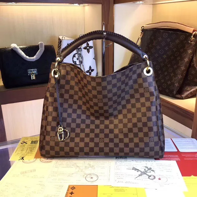 Louis Vuitton Brown Beige Monogram Canvas Rolled Leather Handle Handbag 17