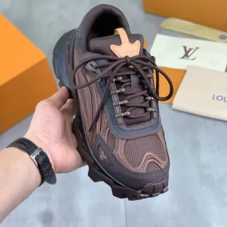 Louis Vuitton Brown Beige Sole Mesh And Synthetic Overlays Chunky Sneakers