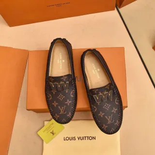 Louis Vuitton বাদামি কালো মনোগ্রাম ক্যানভাস সোনালি W বাকেল লোফার