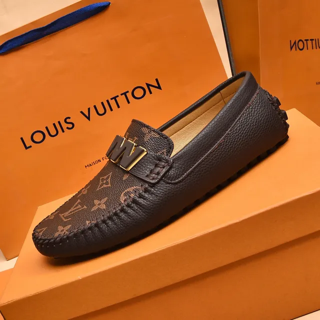 Louis Vuitton Brown Black Monogram Canvas Gold-Tone W Buckle Loafer 5