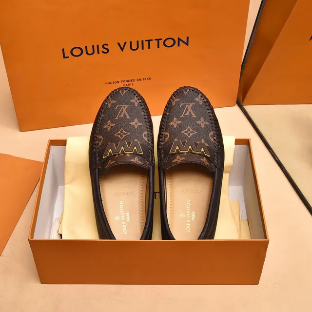 Louis Vuitton Brown Black Monogram Canvas Gold-Tone W Buckle Loafer 6