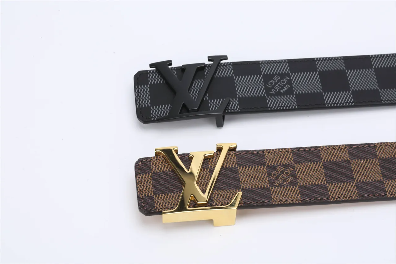 Cinturón Louis Vuitton Marrón Dorado Damier Ebène Lona Pulida Hebilla LV Cuero 4