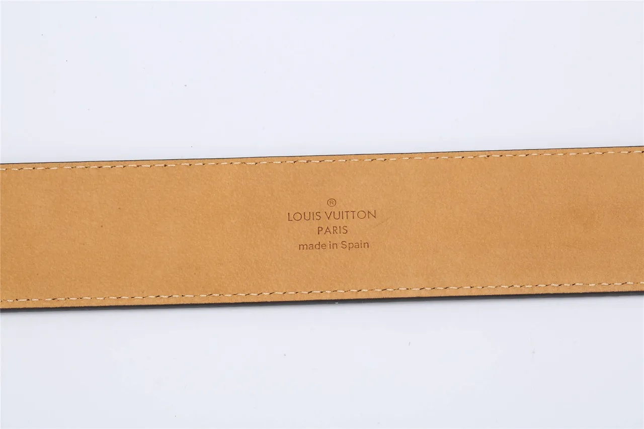Cinturón Louis Vuitton Marrón Dorado Damier Ebène Lona Pulida Hebilla LV Cuero 9