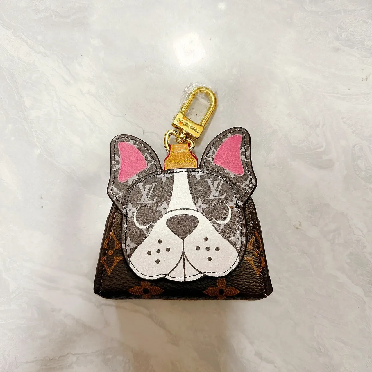 Louis Vuitton বাদামি নারঞ্জি কুকুরের মুখ এপ্লিকে মনোগ্রাম ক্যানভাস হ্যান্ডব্যাগ 7
