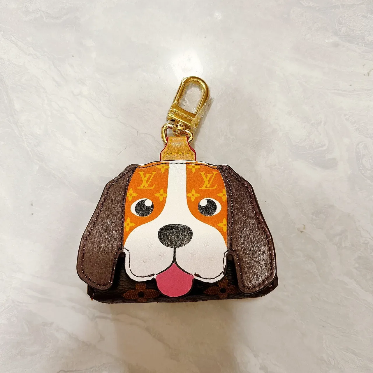 Louis Vuitton বাদামি নারঞ্জি কুকুরের মুখ এপ্লিকে মনোগ্রাম ক্যানভাস হ্যান্ডব্যাগ 8