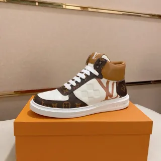 Louis Vuitton Brown White High-Top Monogram Canvas Lifestyle Sneakers