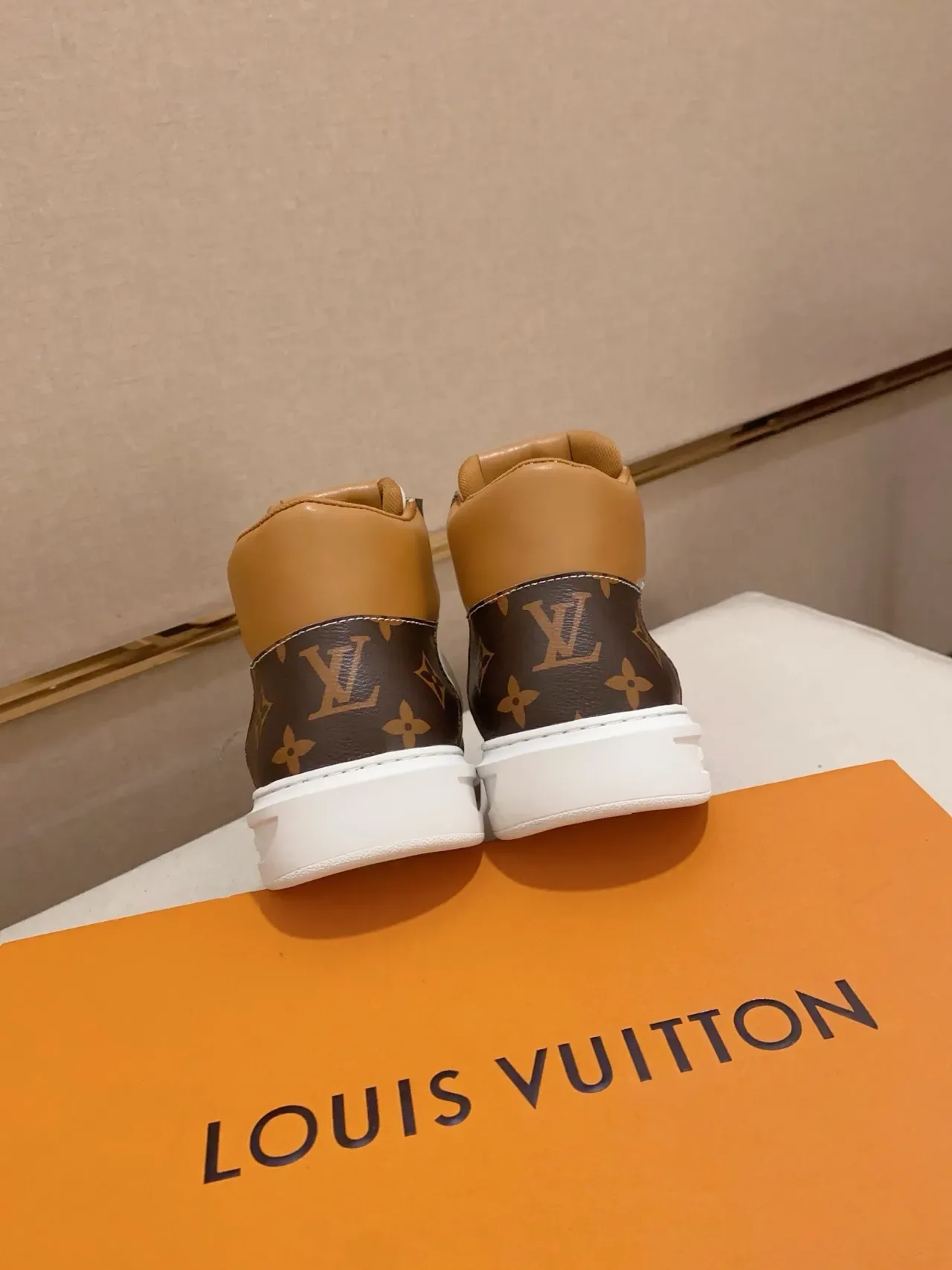Louis Vuitton Brown White High-Top Monogram Canvas Lifestyle Sneakers 3