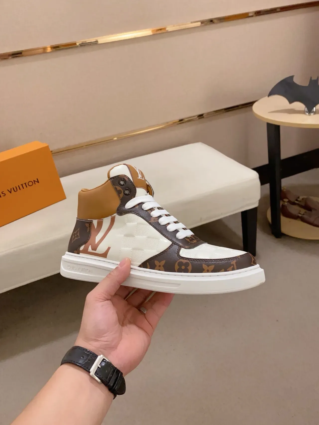 Louis Vuitton Brown White High-Top Monogram Canvas Lifestyle Sneakers 4