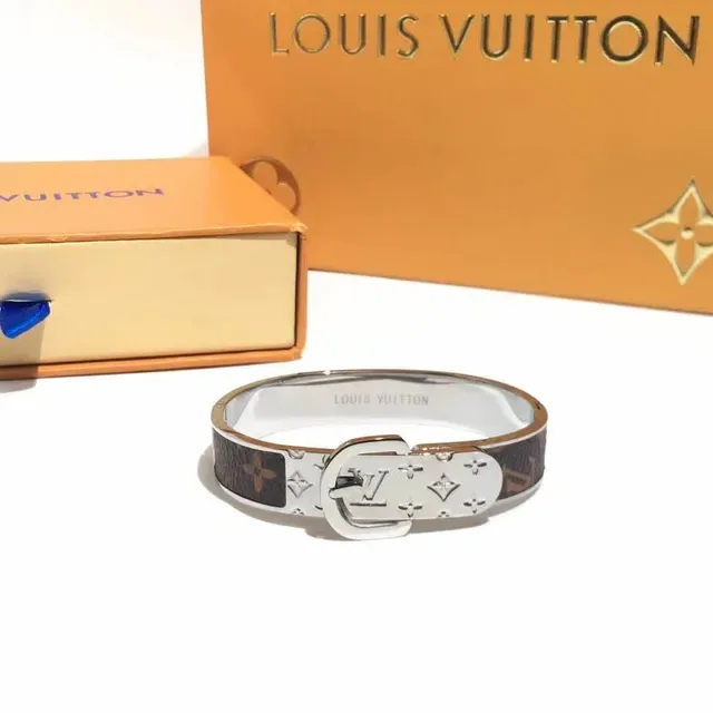Louis Vuitton Buckle Bracelet Monogram Canvas Rigid Bangle Bracelet 8