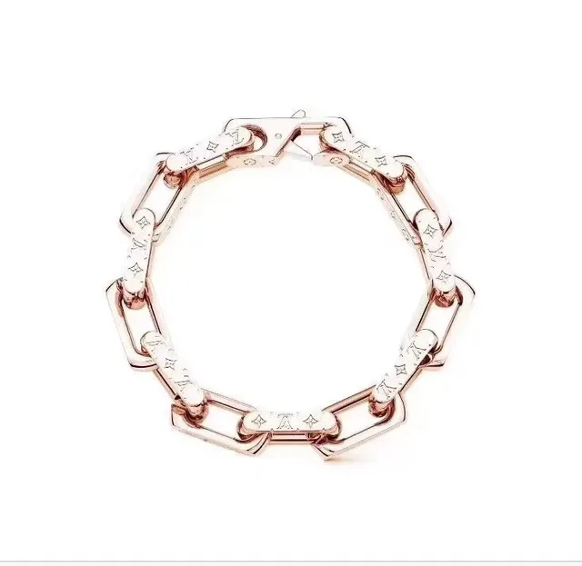 Louis Vuitton Chain Reaction Engraved Monogram Silver Bracelet 10
