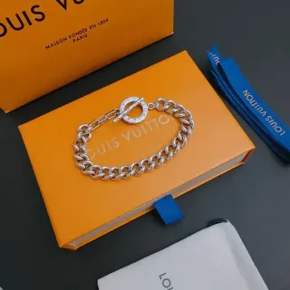 سوار لويس فيتون Chain Reaction فضي برتقالي Chunky Curb Toggle Clasp