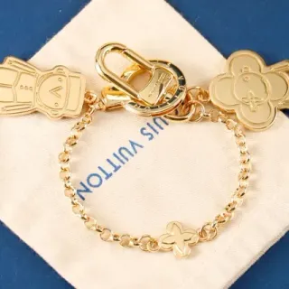 Louis Vuitton سوار Charms ذهبي بيج معدن سلسلة Charm-Link Chain Bracelet
