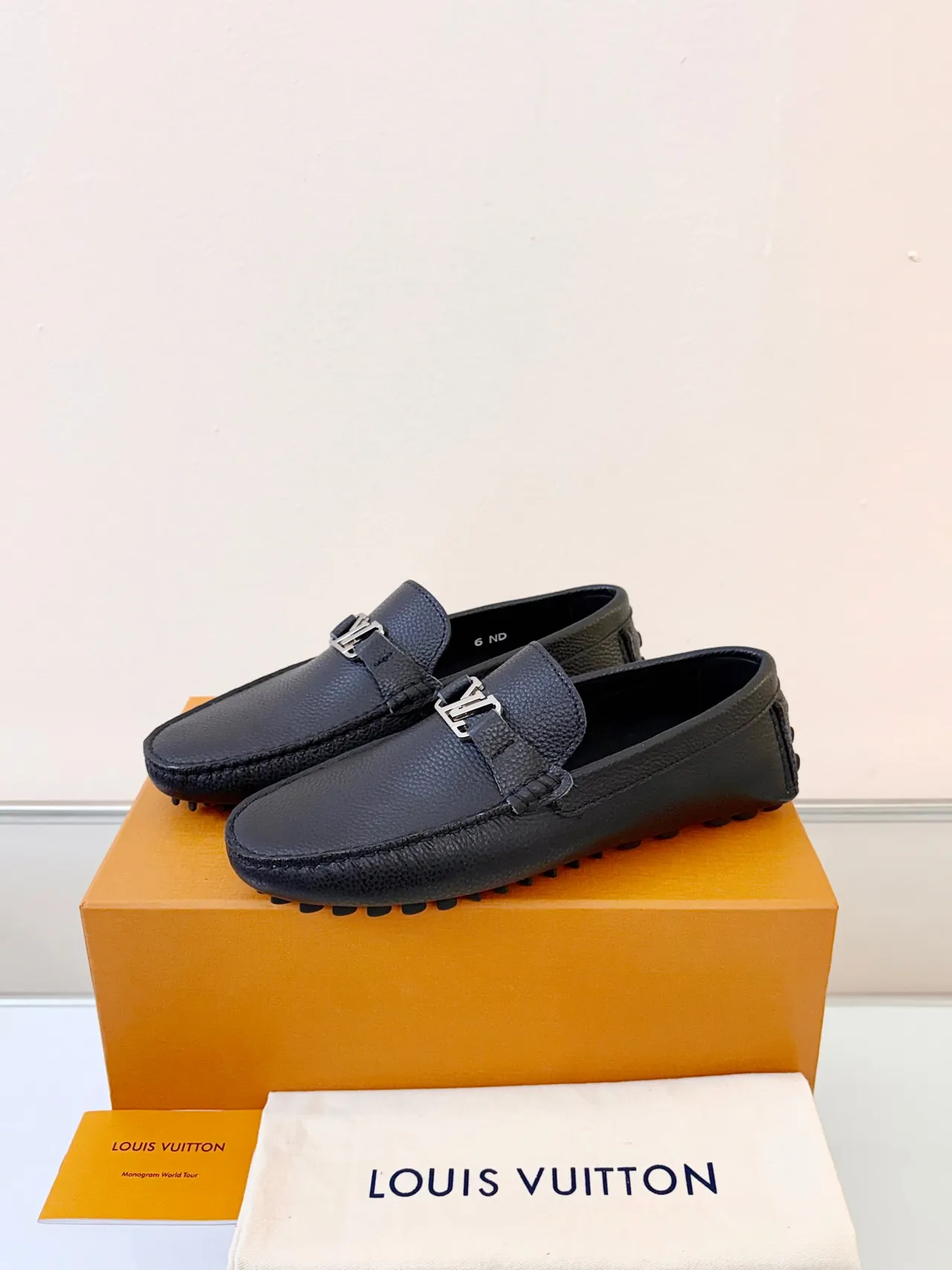 Louis Vuitton Driver Loafer Black Silver Pebbled Leather LV Buckle Strap Loafer 2