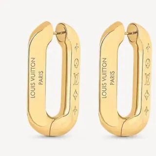 Louis Vuitton Brincos de Aro Oval Gravados com Monograma