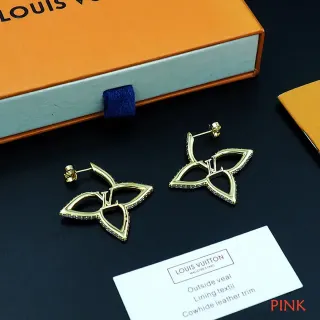 Louis Vuitton Flower সোনা রূপা ধাতু পাভে ক্রিস্টাল ট্রিম কানের দুল