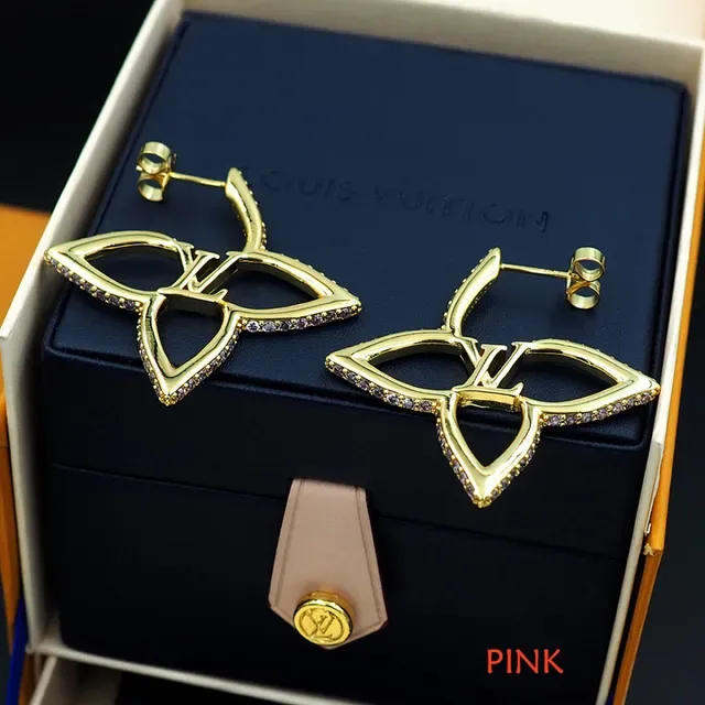 Brincos Louis Vuitton Flor Dourado Prata Metal Pavé Cristal Borda 6