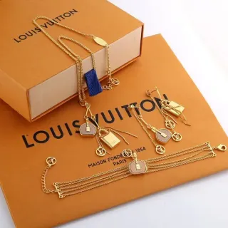 Louis Vuitton সোনালি নীল চেইন লক চার্ম হার