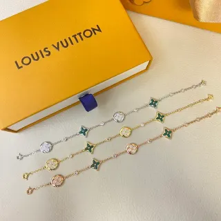 Louis Vuitton Pulsera Cadena de Eslabones Pavé-Set con Cristales en Oro y Verde