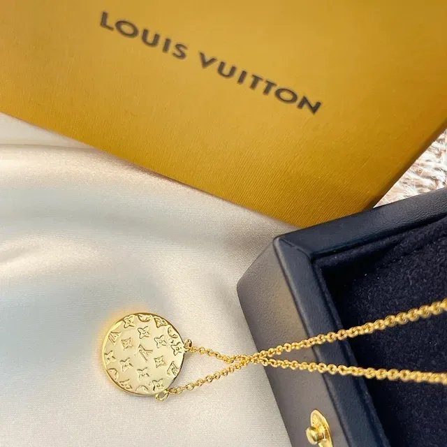 Louis Vuitton Gold Silver Chain Two-Tone Pendant Necklace 5