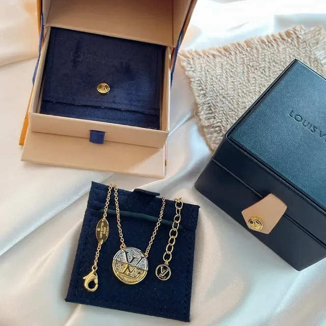 Louis Vuitton Gold Silver Chain Two-Tone Pendant Necklace 9