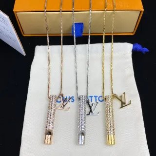 Collar Louis Vuitton Oro y Plata con Cristales Cilíndrico Desmontable Encanto LV Monogram