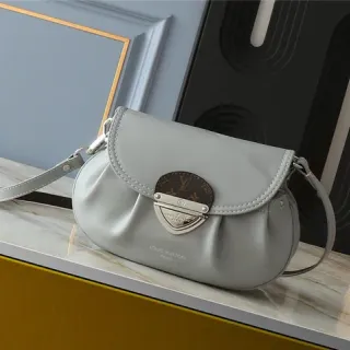 Louis Vuitton Gray Brown Soft Rounded Silhouette Matte Light Leather Underarm Bag