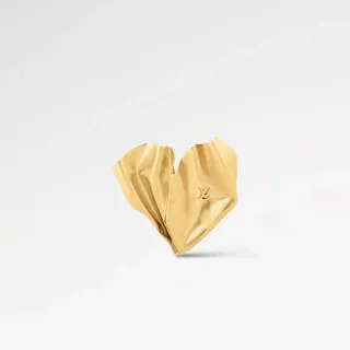 Louis Vuitton Bague Cœur Doré Monogramme Froissé
