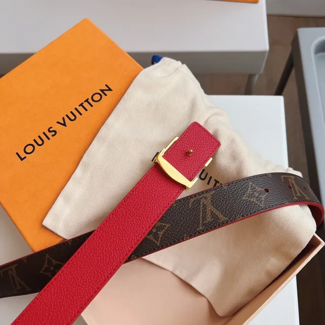 Louis Vuitton Initiales Monogram and Red Leather Belt 4