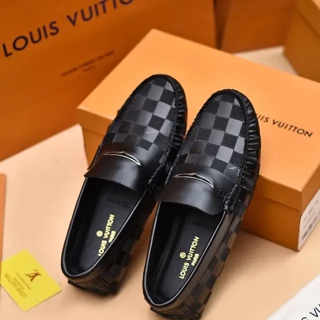 Louis Vuitton Loafer Black Gray Checkerboard Damier Graphite Canvas Leather Trim Loafer 3