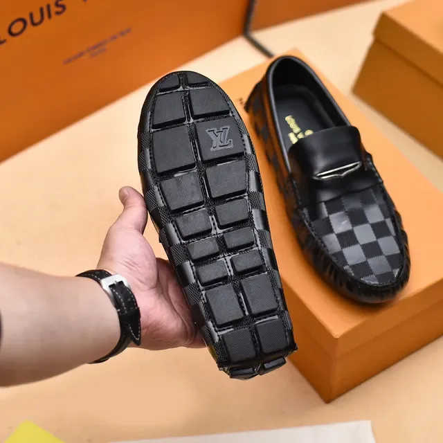 Louis Vuitton Loafer Black Gray Checkerboard Damier Graphite Canvas Leather Trim Loafer 4