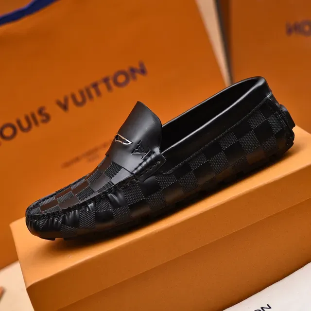 Louis Vuitton Loafer Black Gray Checkerboard Damier Graphite Canvas Leather Trim Loafer 5